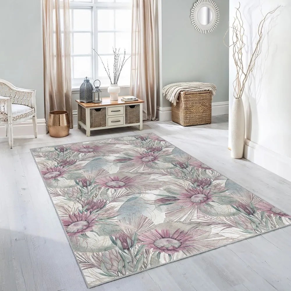 Covor mov/gri lavabil 160x230 cm Dusty Flowers – Mila Home