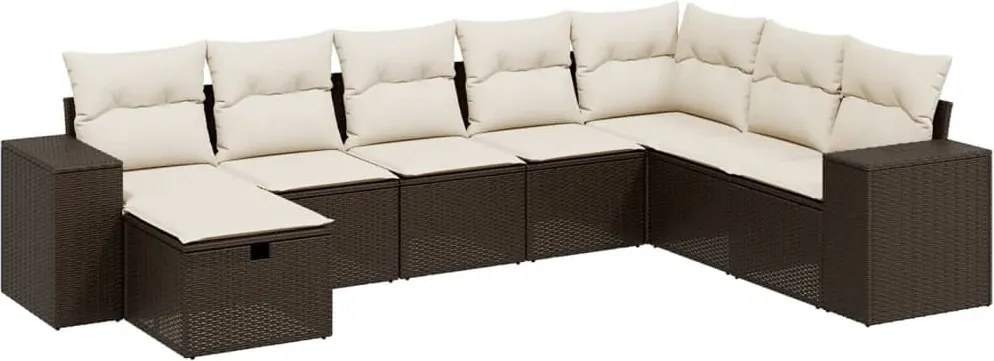 vidaXL Set canapele de grădină cu perne, 8 piese, maro, poliratan