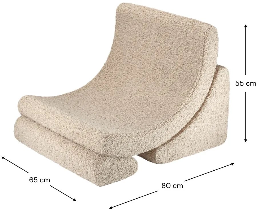 Fotoliu de copii maro deschis cu tapițerie din țesătură bouclé Moon – Wigiwama