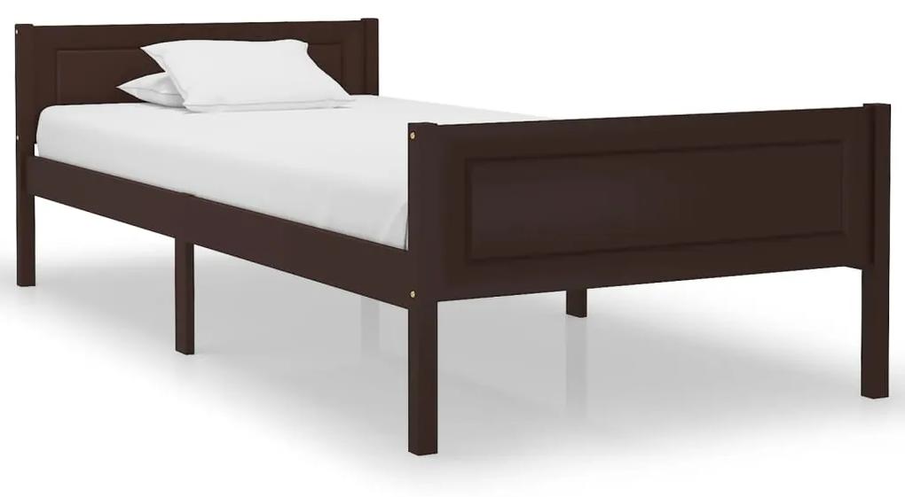 322117 vidaXL Cadru de pat, maro închis, 90x200 cm, lemn masiv de pin