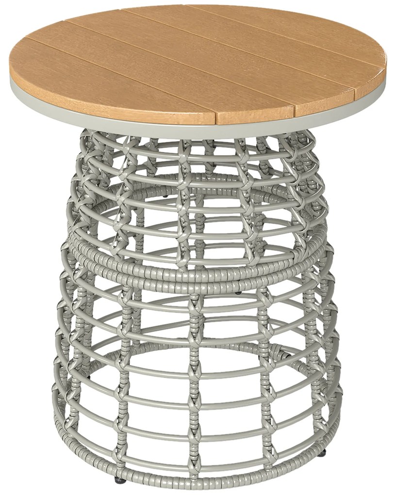 Outsunny Masă de cafea de grădină masă auxiliară exterior rotundă în răchită de aspect rotință și placă compozită Ø45 x 50 cm gri | Aosom Romania