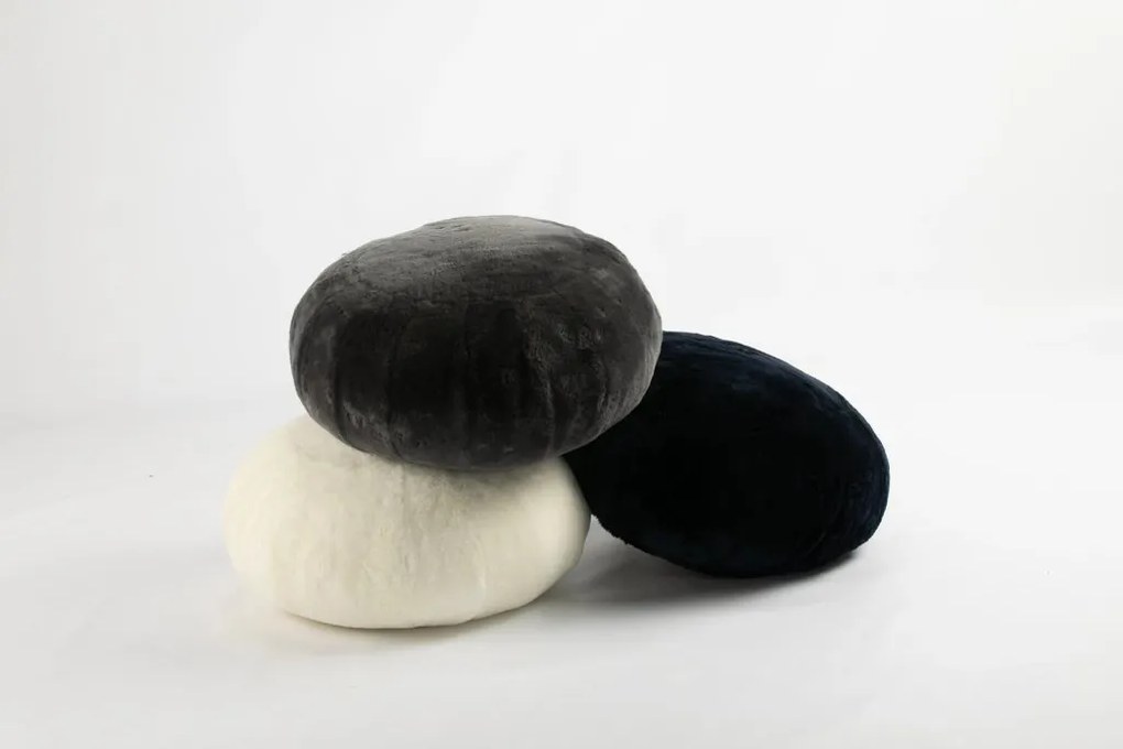 Taburete din blana de oaie Short Wool Curly Round 60cm