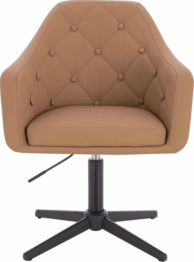 HR831CROSS Scaun Caramel Piele Ecologica Premium Soft cu Bază Neagră