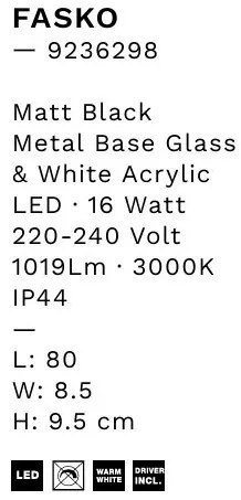Aplica baie LED, protectie IP44, L-80cm, Negru, Fasko NVL-9236298