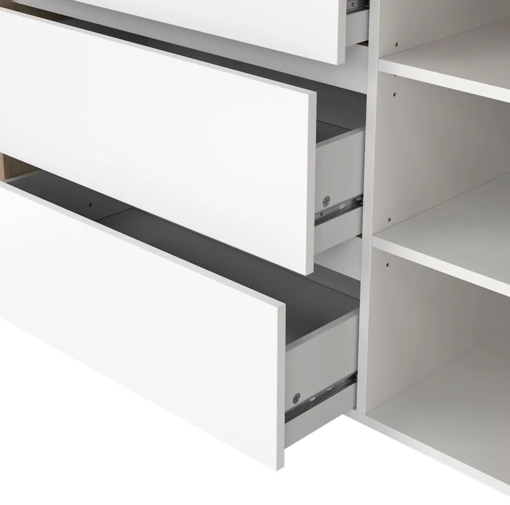 Comodă albă-în culoare naturală cu aspect de lemn de stejar 119x84x48 cm Next – Tvilum