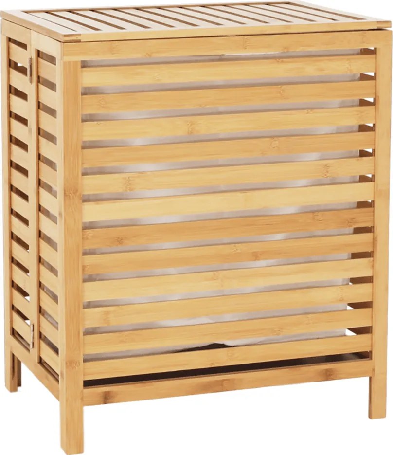 Cos de rufe MENORK, stejar, bambus/material textil, 50x35x60 cm