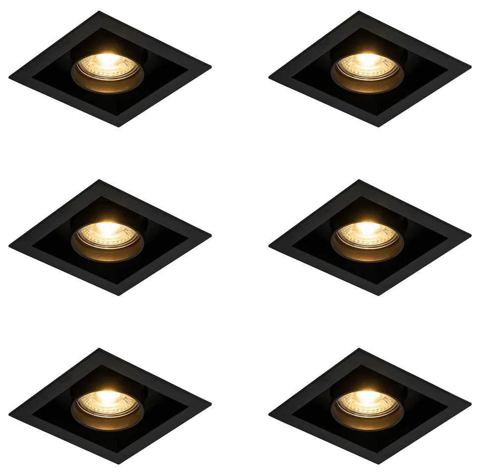 Set de 6 spoturi încastrate moderne negre reglabile - Roof