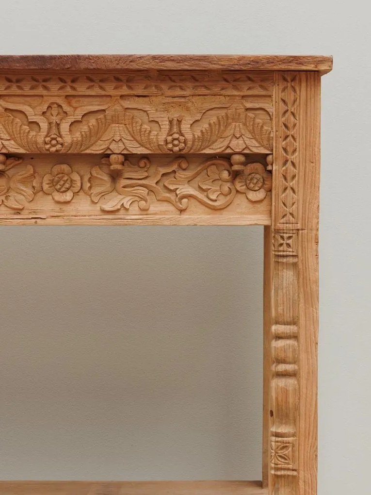 Consola din lemn de tec reciclat, gravat, Jaipur