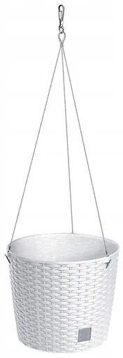 Ghiveci decorativ cu lant, Prosperplast, Rato Round, rotund, alb, 25.6x21.9 cm