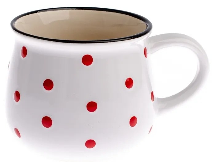 Cană din ceramică Dots 230 ml, albă , 230 ml