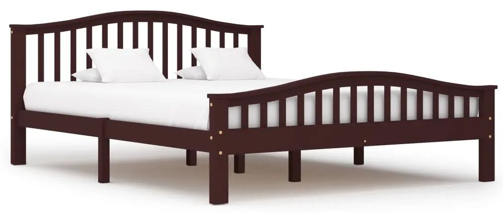 283332 vidaXL Cadru de pat, maro închis, 160 x 200 cm, lemn masiv de pin