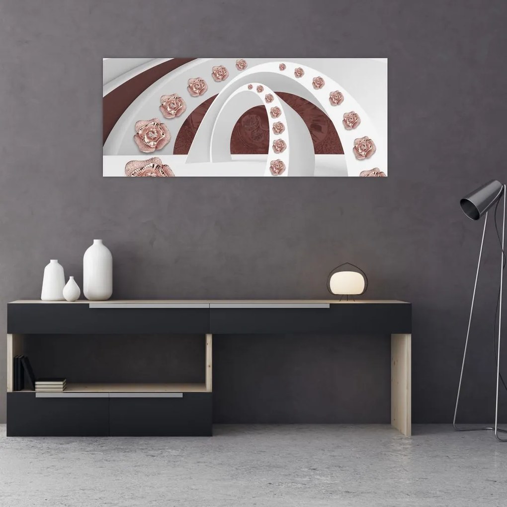 Tablou - Arcade 3D cu flori (120x50 cm)