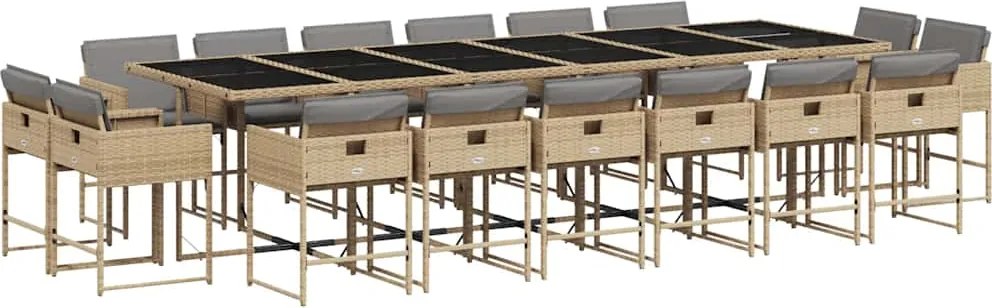 vidaXL Set mobilier grădină cu perne, 17 piese bej combinat poliratan