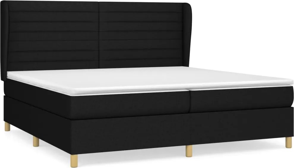 vidaXL Pat box spring cu saltea, negru, 200x200 cm, textil