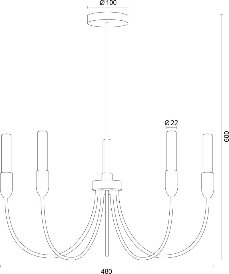 Candelabru cu 5 brate AUGUSTINE galben/alb