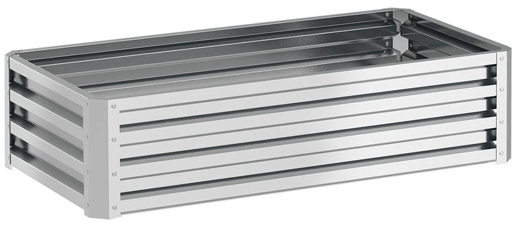 Outsunny Pat inalt Pflanzkasten, rezistent la intemperii, sol deschis, otel galvanizat, 120 cm x 60 cm x 30,5 cm, Argintiu | Aosom Romania