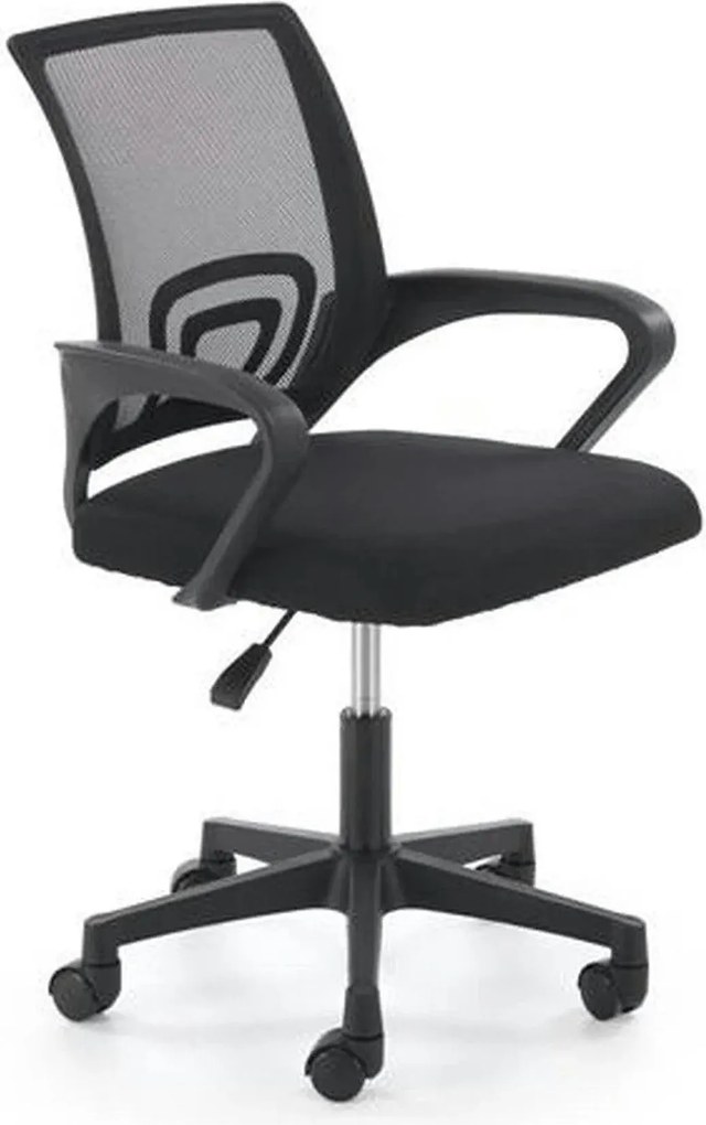 Scaun birou GIMLI, negru, stofa clasica/plastic, 60x53x84/94 cm