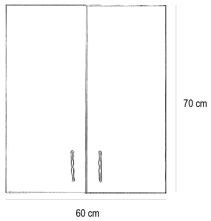 Dulap suspendat Bianca 60 cu 2 uși, alb lucios