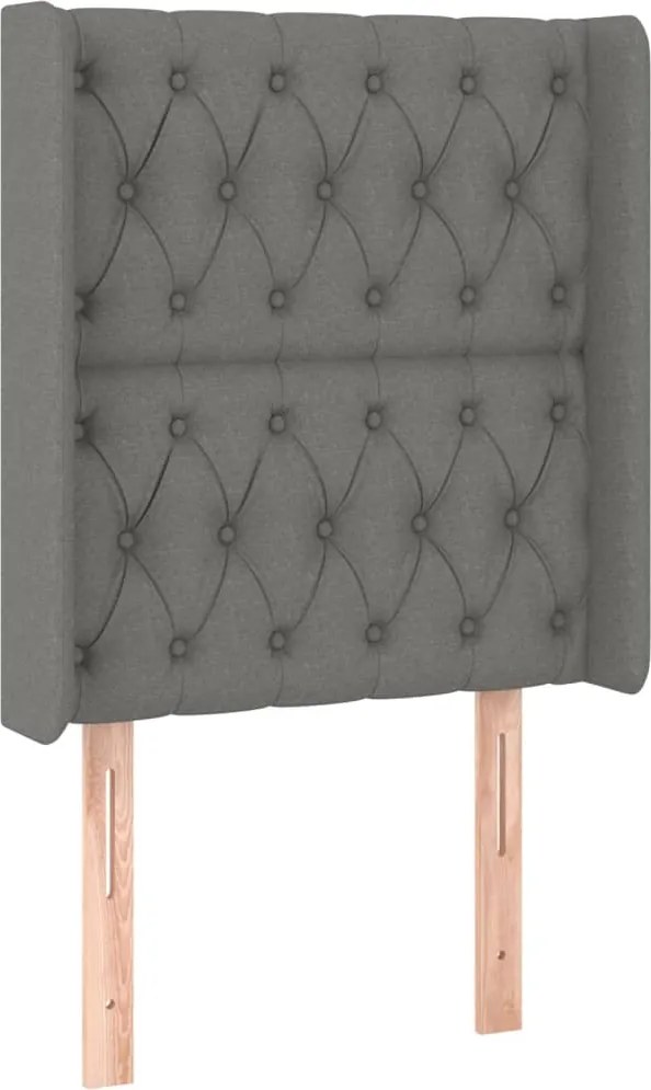 vidaXL Tăblie de pat cu aripioare gri închis 83x16x118/128 cm textil