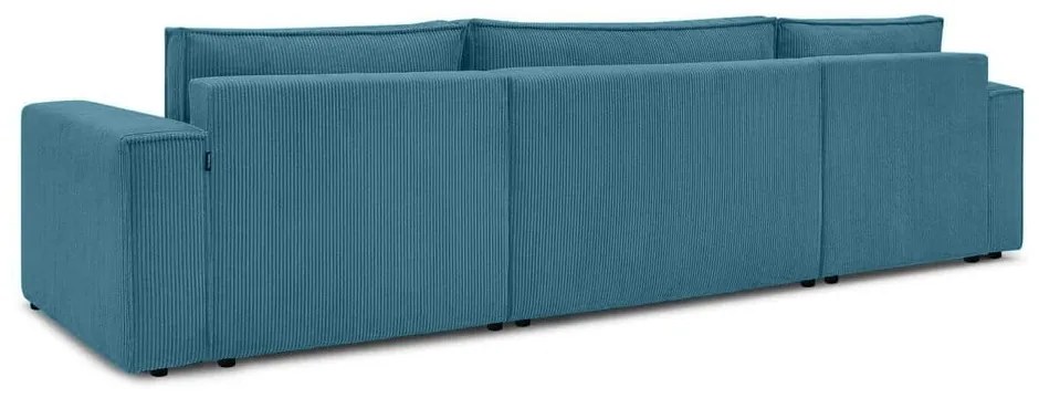 Colțar turcoaz extensibil cu tapițerie din catifea reiată Nihad – Bobochic Paris