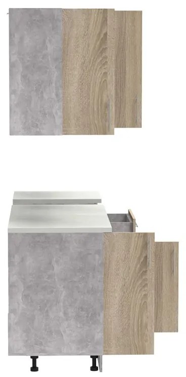 Set mobila bucatarie 4 buc Festa IV Pako World Sonoma 160x60x85 cm