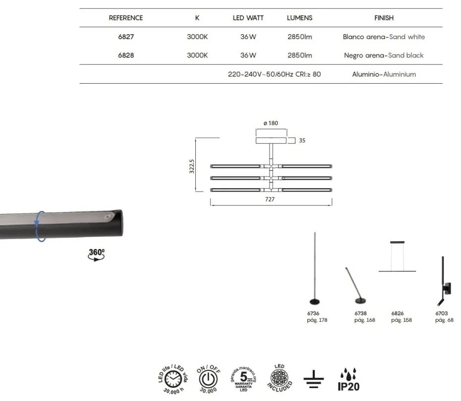 Lustra LED aplicata design modern minimalist TORCH alba