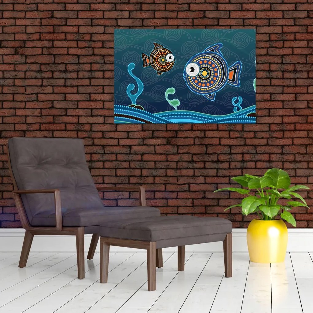 Tablou - Peștișorii desenați (90x60 cm)