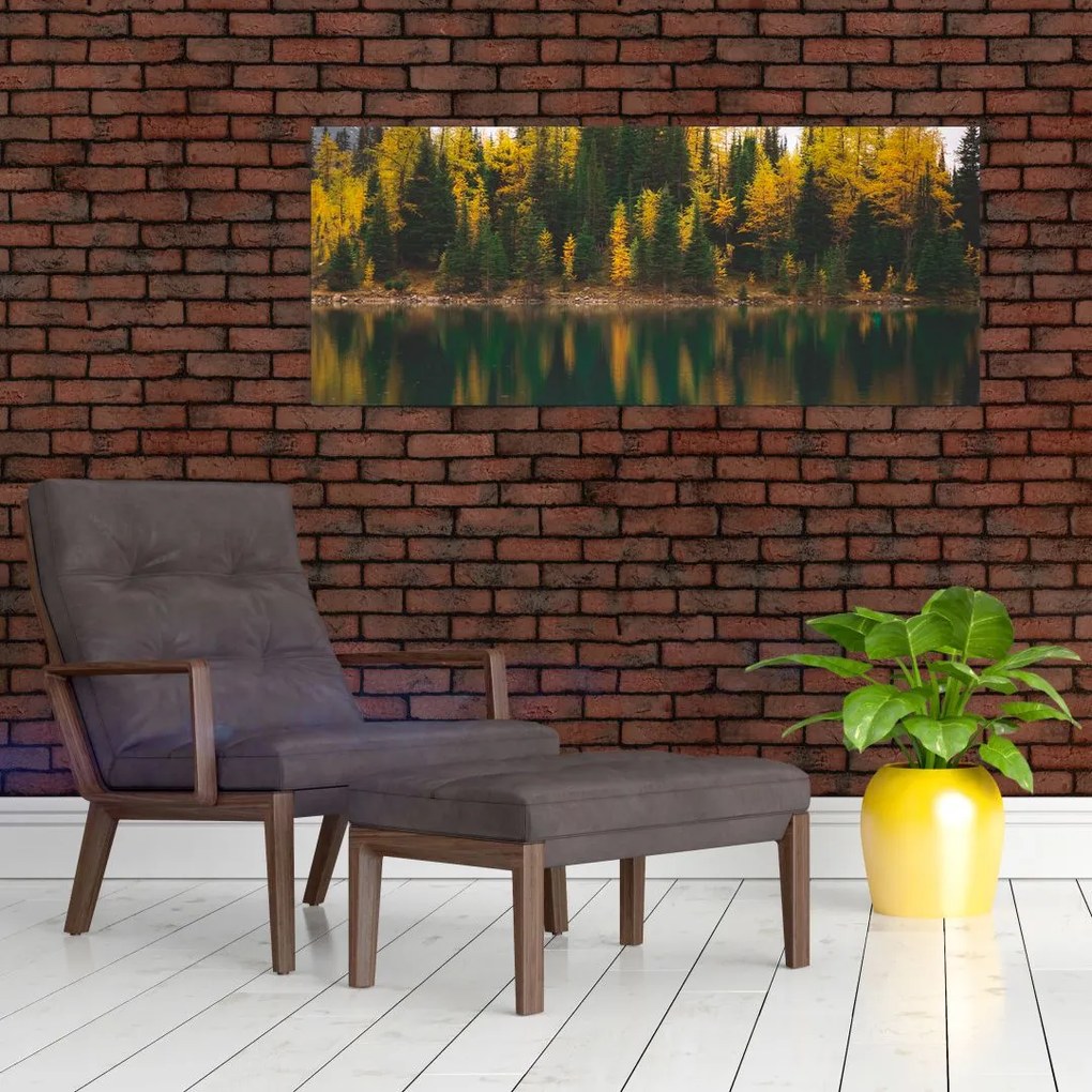Tablou cu lac de pădure (120x50 cm)