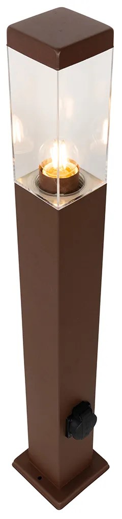Lampă de exterior Maro ruginiu 80 cm cu soclu IP44 - Malios