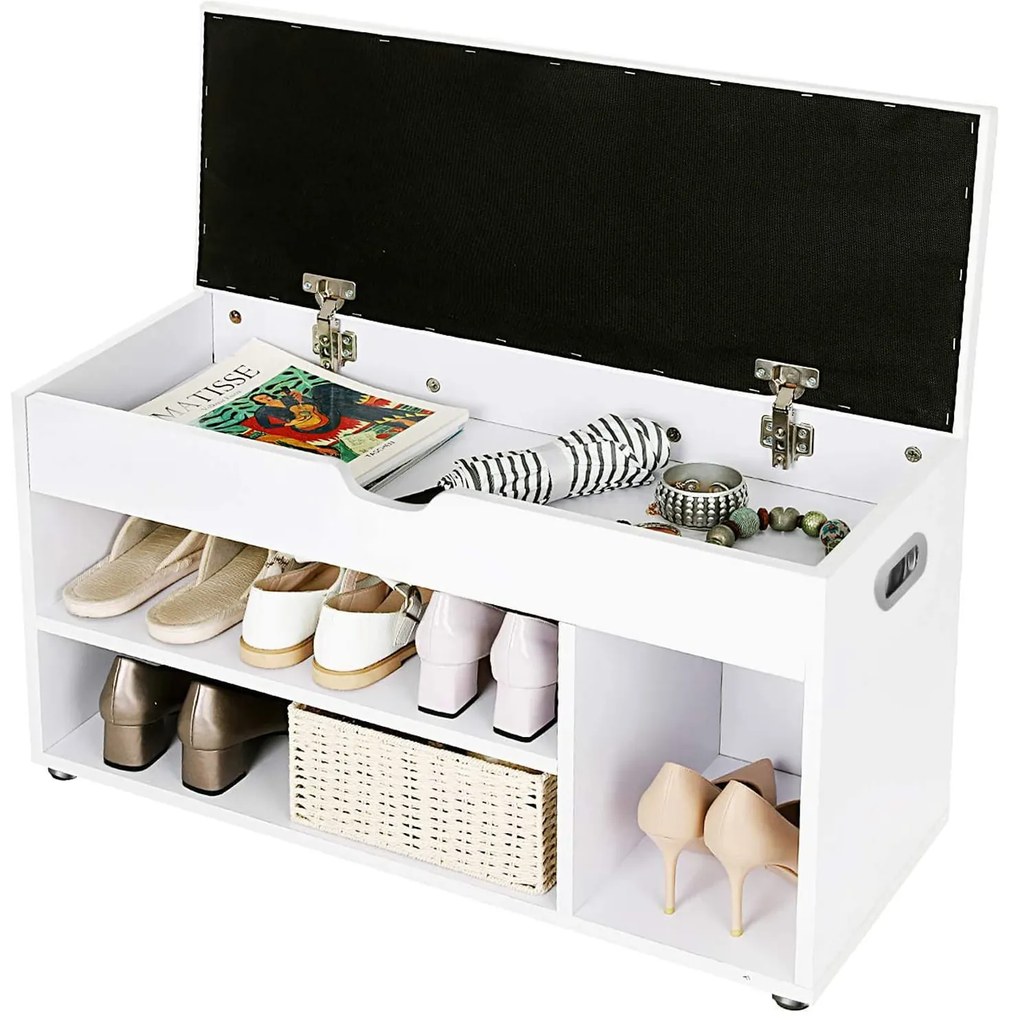 Pantofar alb cu banca PILTON 80x44 cm