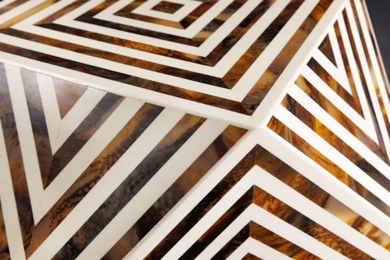 Masuta auxiliara design unicat Bone Inlay 60cm