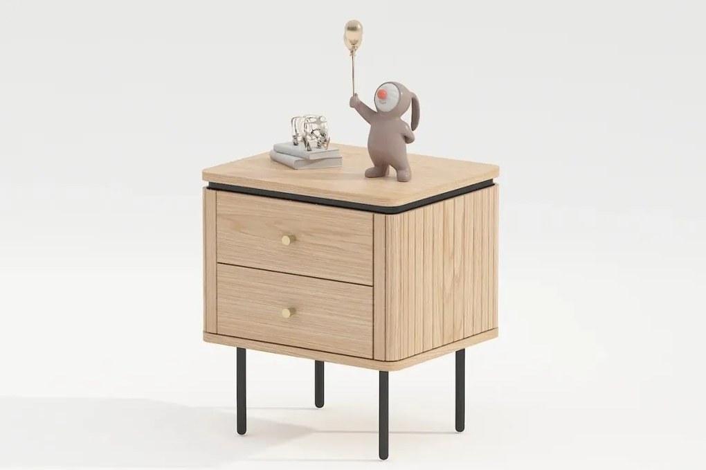 Noptiera cu furnir de stejar ATELIER 55cm