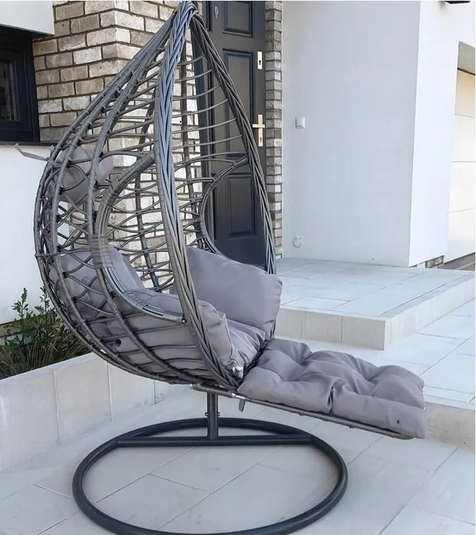 Scaun suspendat gri cu suport pentru picioare DOMINIKANA WAVES