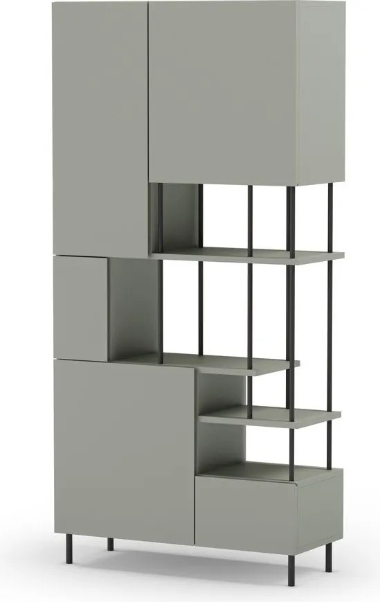 Bibliotecă verde/gri 84x175 cm Perla – Marckeric