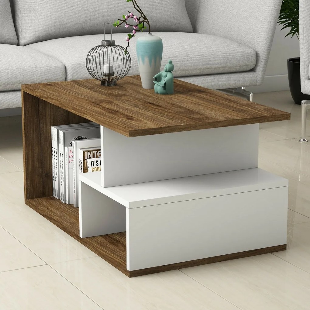 Măsuță de cafea Arte White and Dark Walnut