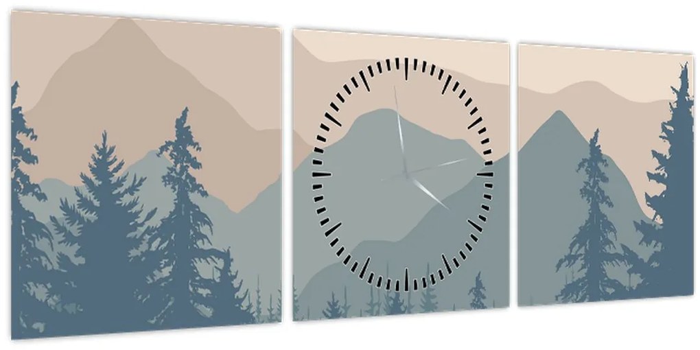Tablou - Munții Turcoaz N⁰2 (cu ceas) (90x30 cm)