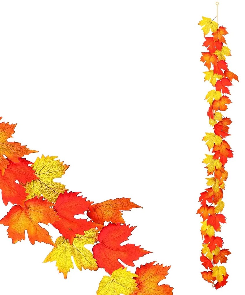 Ghirlandă artificială de toamnă Maple roșu-galben,170 c m