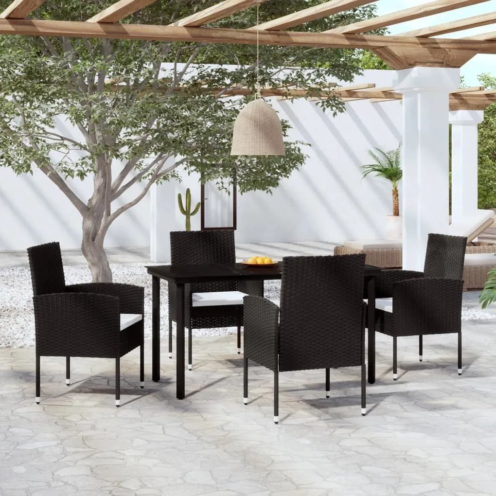 Set de servit masa pentru gradina, 5 piese, negru
