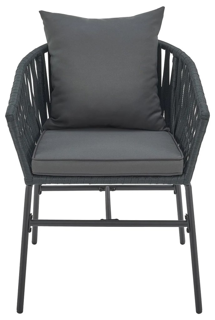 Fotolii din răchită cu perne 2 buc, gri închis