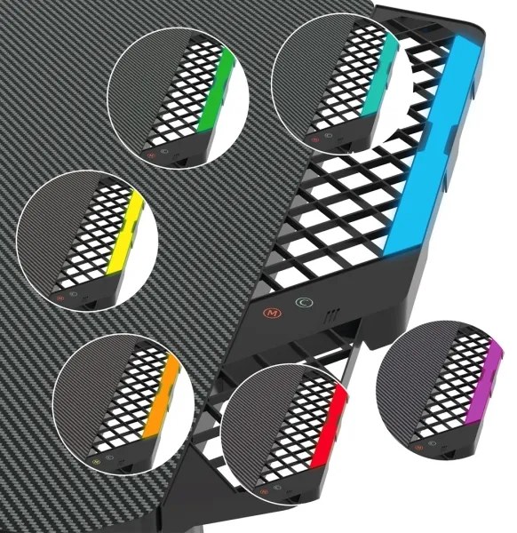 Masa de gaming FALCON 156x60 cm, iluminare LED RGB, negru