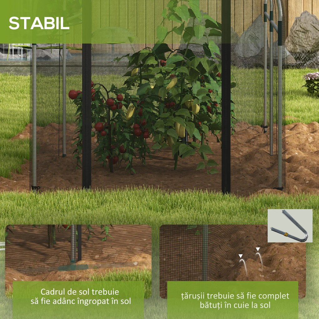 Outsunny Cort de Protecție pentru Plante, Cuscă de Cultură cu Ușă cu Fermoar pentru Gradină, Curte, Gazon, 1.2x3x1.5m | Aosom Romania