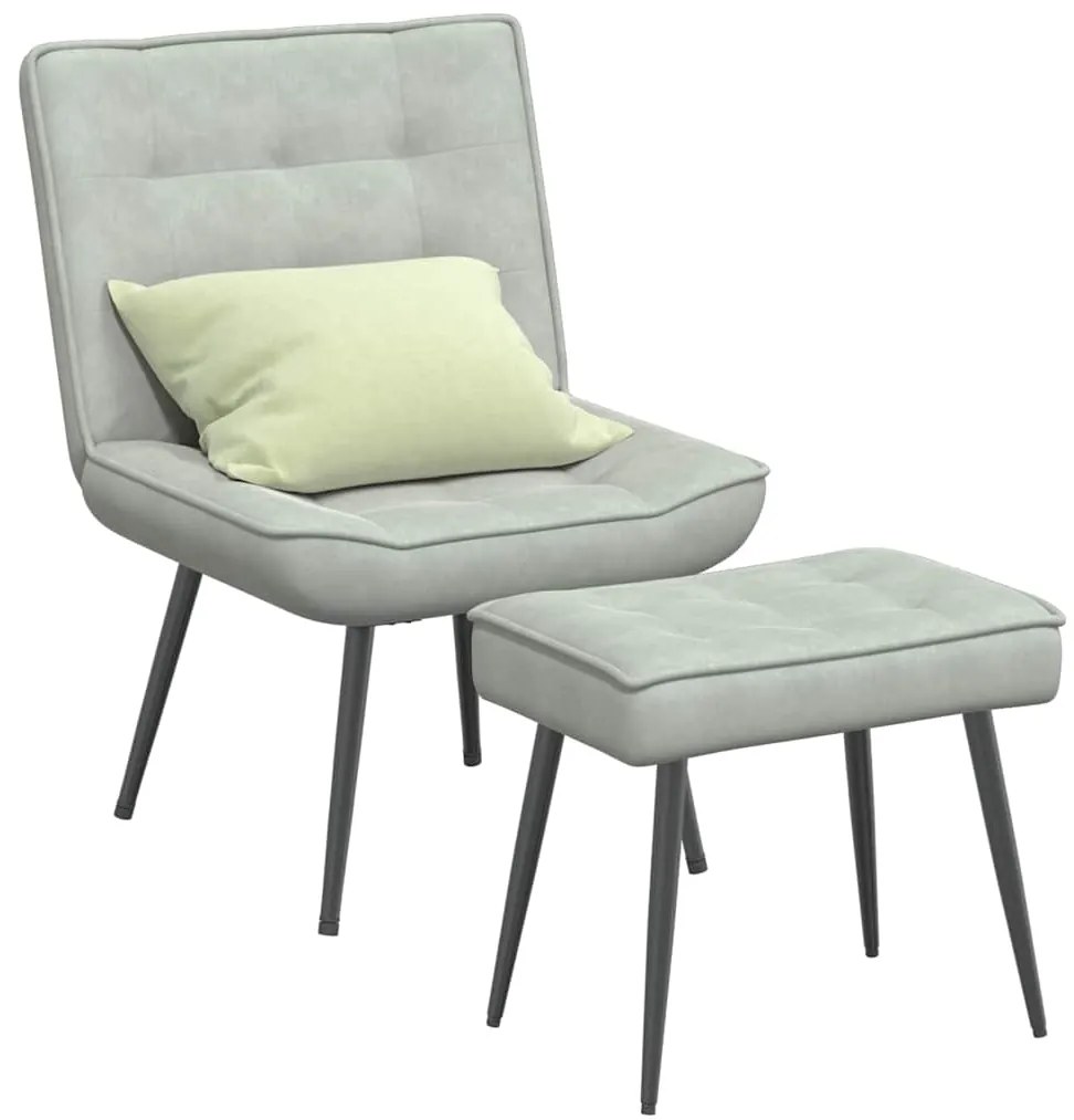 vidaXL Scaun de relaxare cu taburet, gri deschis, catifea