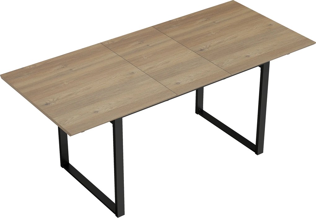 HOMCOM Masă de Luat Masa Extensibilă pentru 6-8 Persoane cu Panouri Detașabile, 140-180cm Masă Rectangulară Extensibilă cu Bază din Oțel, Stil Industrial, pentru Sufragerie, Culoare Lemn | Aosom Romania