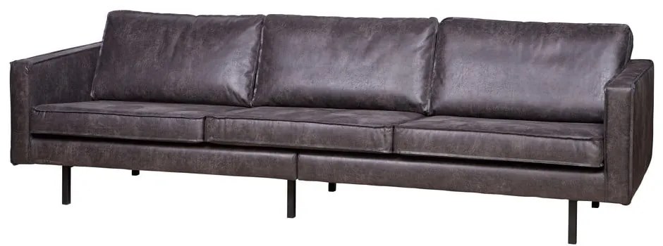 Canapea neagră cu tapițerie din imitație de piele 277 cm Rodeo – WOOOD