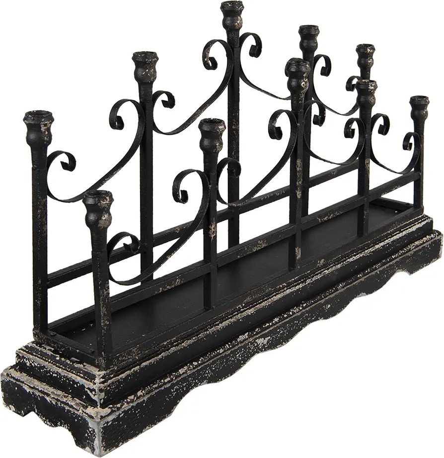 Sfeșnic vintage din fier forjat negru, 79x18x46 cm