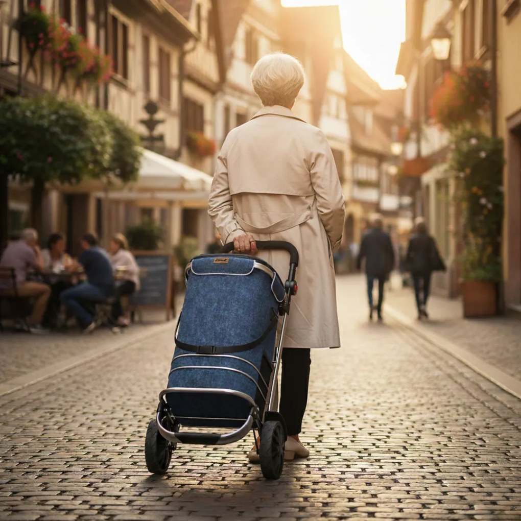 Jurhan Geantă de cumpărături pe roți EASY, 50L, albastru