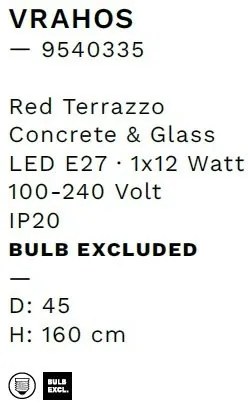 Lustra/Pendul design decorativ VRAHOS red terrazzo