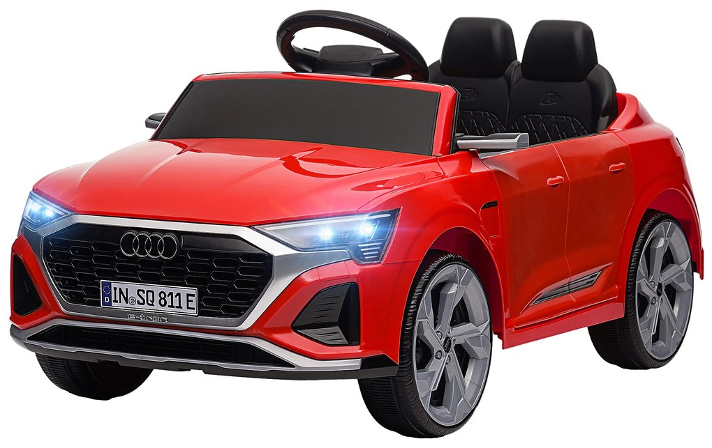 AIYAPLAY Mașinuță Electrică pentru Copii Audi Q8 Etron Sportback cu Baterie 12V Telecomandă Faruri Claxon și Muzică Roșu | Aosom Romania