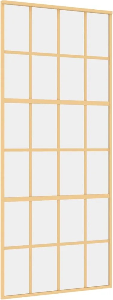 vidaXL Ușă glisantă, auriu, 90x205 cm, sticlă ESG mată și aluminiu