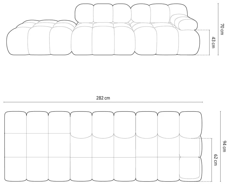 Canapea modulară verde cu tapițerie din țesătură bouclé 288 cm Bellis – Micadoni